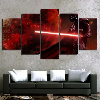 

HD print 5pcs star wars DARTH VADER RED EARTH canvas wall art Painting home decor for Living Room Wall Art Decor picture /PT1429