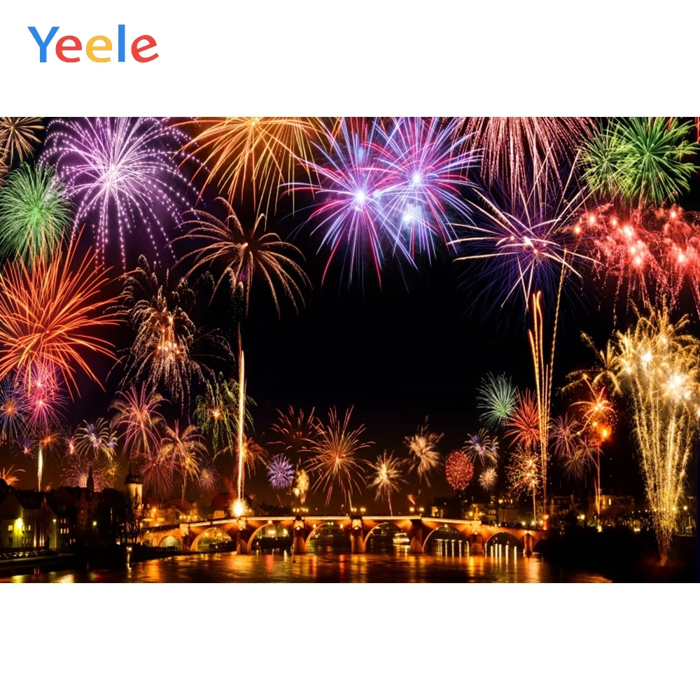 

Yeele Christmas New Year Party Night Nice Fireworks Photography Backdrops Personalized Photographic Backgrounds For Photo Studio
