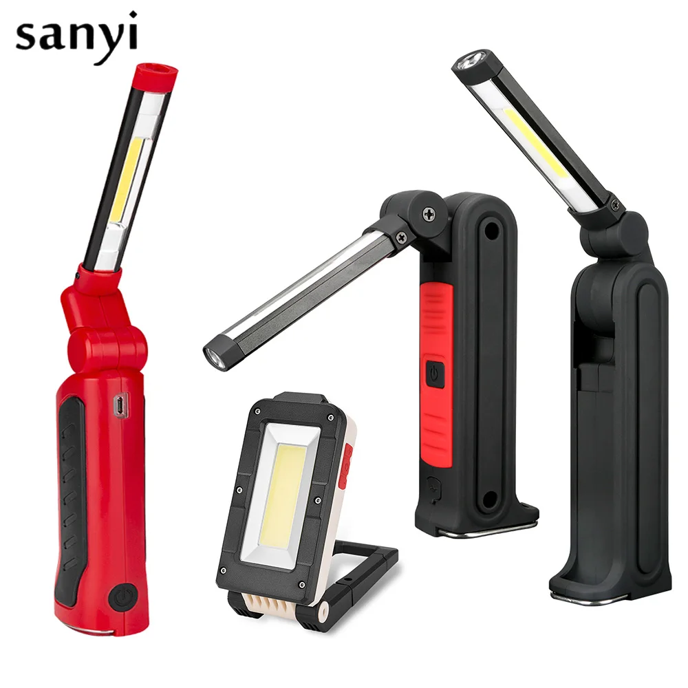 

Folding COB LED Work Light Portable Spotlight with Hook Magnetic USB Rechargeable Repair Torch Movable Working Light Flashlight