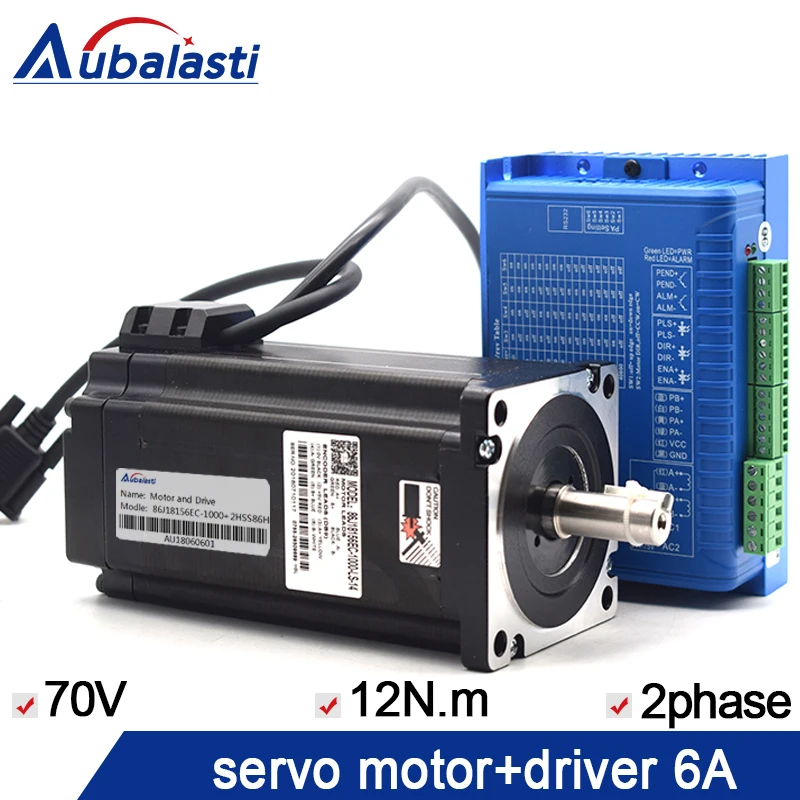 

cnc Motor NEMA 34 12NM 1700Oz-in 6A L 156mm 86J18156EC-1000+2HSS86H 2 phase step-servo driver use for cnc router machine
