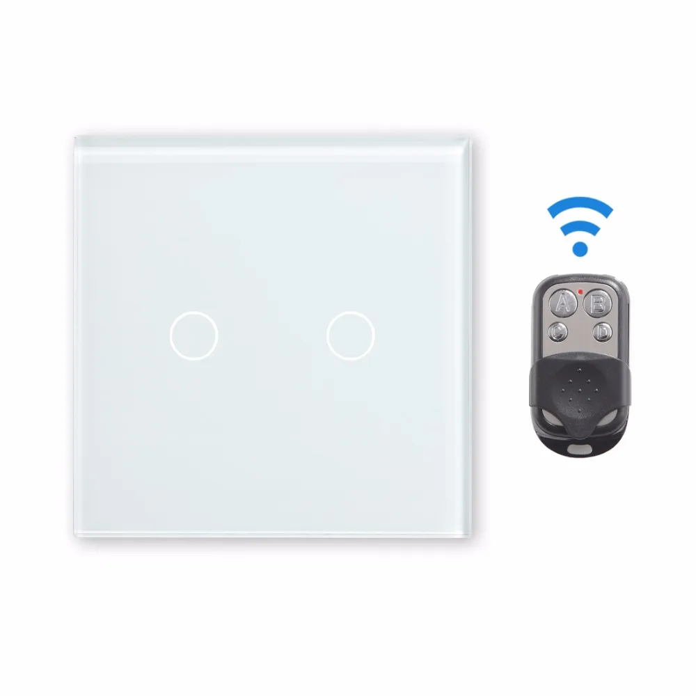

Touch Switch Remote 2 Gang 1 Way Touch Light Switch Wall Switch by BSEED Express Delivery 5 Years Warranty, White Black Gold