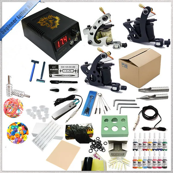 

Complete Tattoo Kit Tatttoo Rotary Coils Machine Liner Shader Tattoo Machine Gun Power Supply With Tattoo Ink Needles Kit Supply