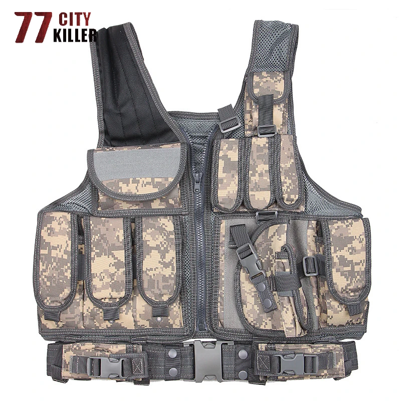 

77 город убийца Тактический бронежилет Мужчины Военный камуфляж мужские жилеты мульти-карманный Тело Cs оборудование для джунглей жилет для стрельбы