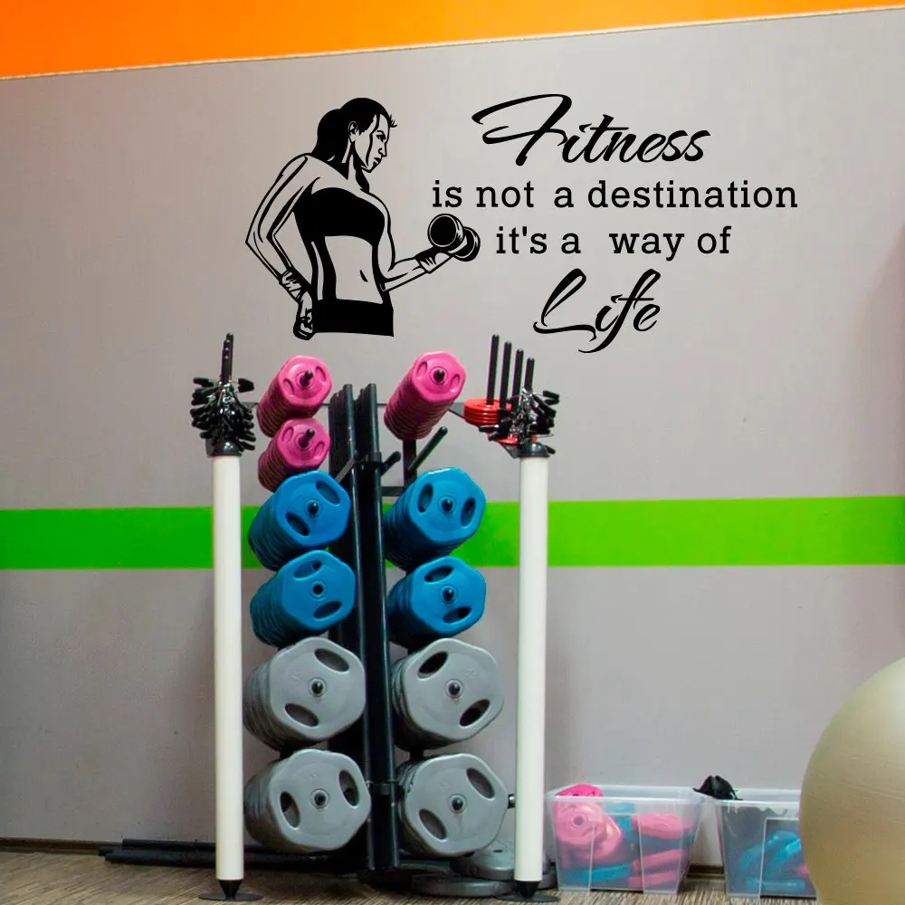 Sports Wall Decal Quotes Gym Fitness Health Sports Women Vinyl Wall Stickers Art Mural Home