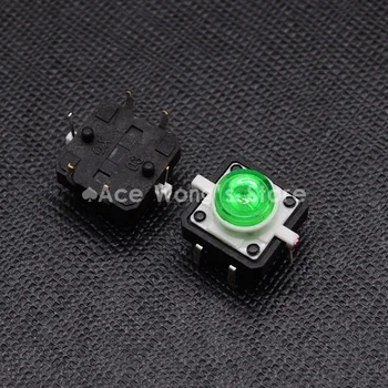 

(20 pcs/lot) Tactile Push Button Switch Momentary Tact 12X12X7.0mm With LED lights Green