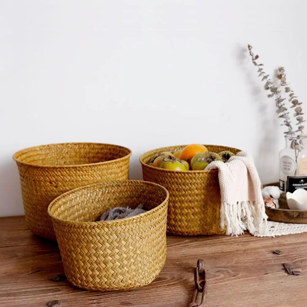 Hand-knitted Toy Storage Basket Fruit Basket Nordic Style Plant Pot Basket Hand-woven Collapsible Flower Basket