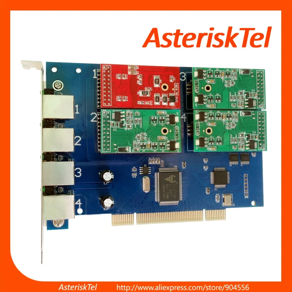 Карта Asterisk Quad Span аналоговая Asterisk PCI карта tdm410p с 1 FXO+ 3 модулями FXS, для FreePBX Elastix