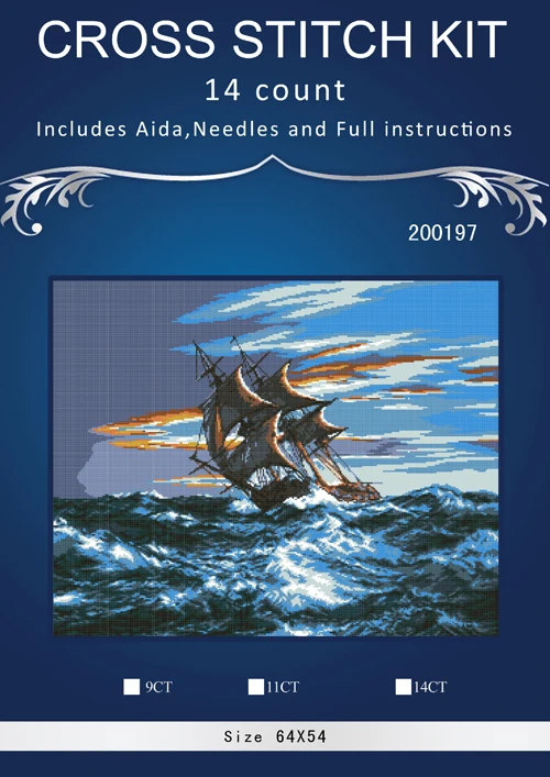 

Sea boat DIY Handmade Needlework Chinese Counted Cross Stitch Set Embroidery Kits 14CT Pattern Cross-Stitching Decoratin