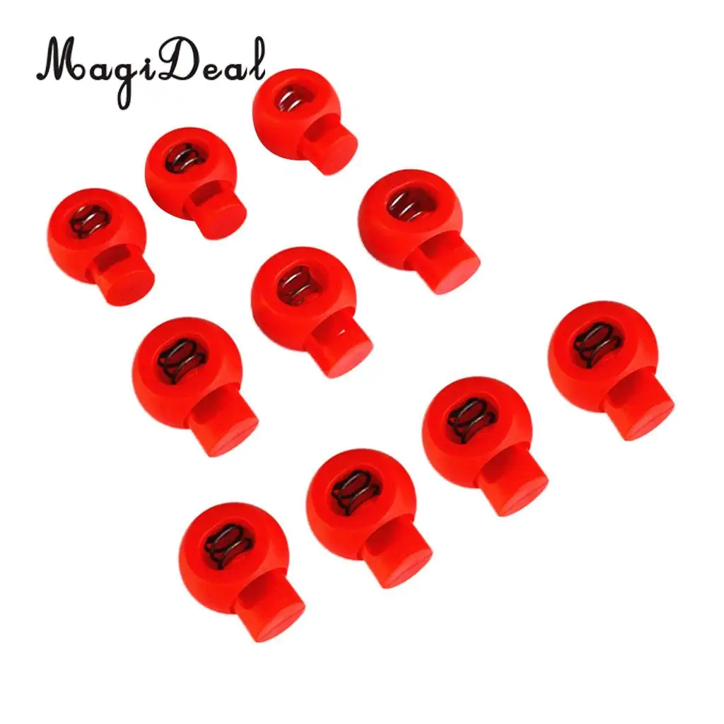 MagiDeal Pack 10 Rope Ball Stoppers Toggle Lock Ends Spring Buckle for Paracord Elastic Cord Bungee Rope Garment Shoelace