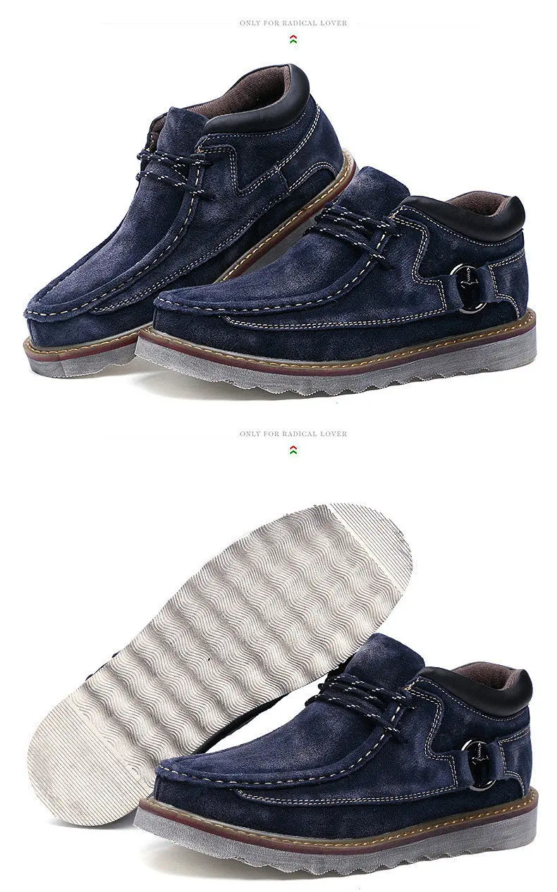 Merkmak/осенне-зимняя повседневная мужская обувь из натуральной кожи; теплые бархатные винтажные классические мужские Ботильоны; обувь на толстой подошве