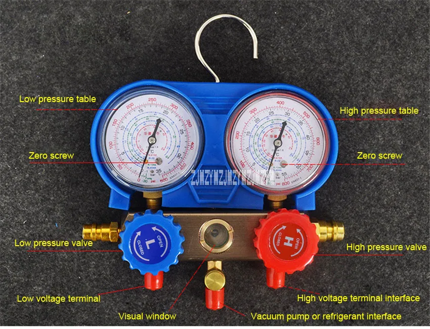 PN-03TZ кондиционер инструмент для фторирования Набор снег давление хладагента двойной настольный клапан R134a кондиционер инструмент для ремонта