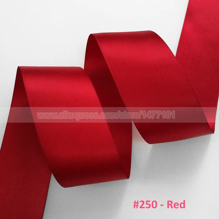 25 ярдов) высокое качество " 5 см 50 мм Двусторонняя атласная лента полиэстер двухсторонняя ленты для свадебного украшения ремесла - Цвет: 250 Red