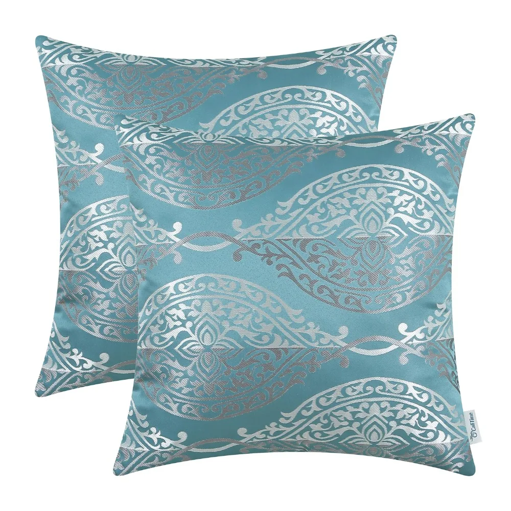 2PCS CaliTime Cushion Cover Pillow Shell Vintage Yin and Yang Striped