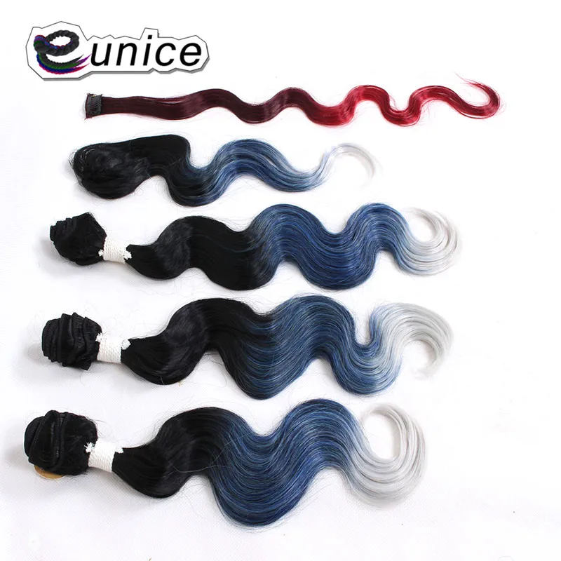 Synthetic Hair Extensions With One Closure Natural Body Wave Weft Hair Weaving Ombre Hair Weave  (25)
