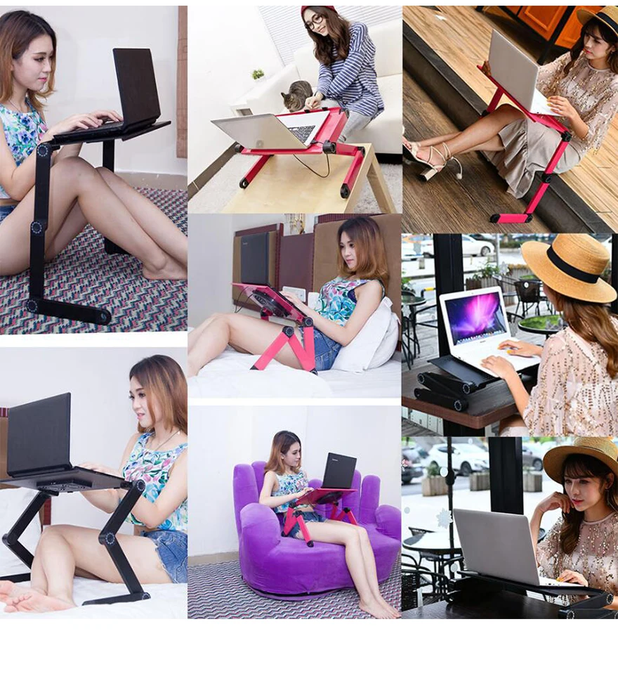 SUFEILE Folding Laptop table Portable Adjustable Notebook Desk Table Multifunctional Aluminum Laptop Stand Folding Study Table