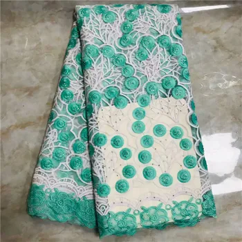 

Embroidery Black Milk Silk Lace Fabric With Stones For Women Party & Wedding Dress New Arrival Milk Silk Tulle Net Laces green