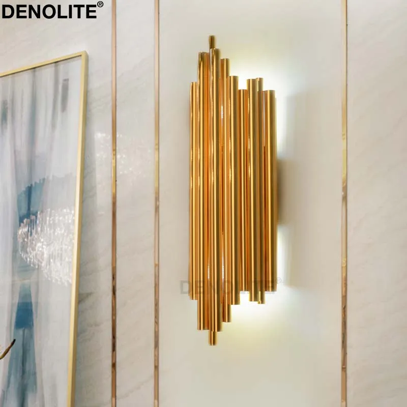DENOLITE Роскошная золотая настенная лампа из нержавеющей стали пост Современный