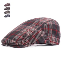 Новые модные хлопковые берет Кепки S для Для мужчин Для женщин Повседневное унисекс в клетку Кепки S Демисезонный Беретки для женщин Шапки Casquette Регулируемый без каблука кепки