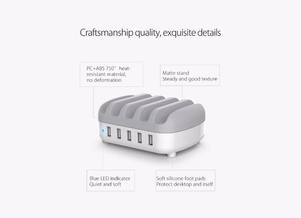 ORICO 5 портов USB Зарядное устройство Док-станция с держателем 40 Вт 5V2. 4A* 5 usb зарядка для iphone pad PC Kindle Tablet