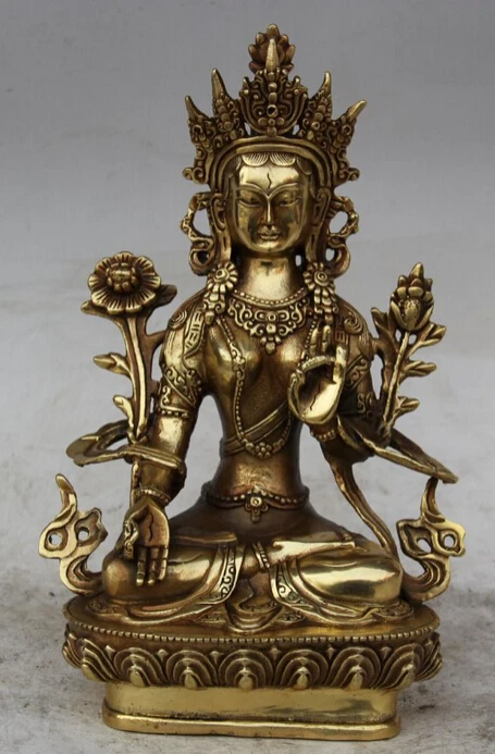 

JP S0524 8" Tibet Buddhism Brass 7 eyes White Tara spirit of Compassion Goddess Statue