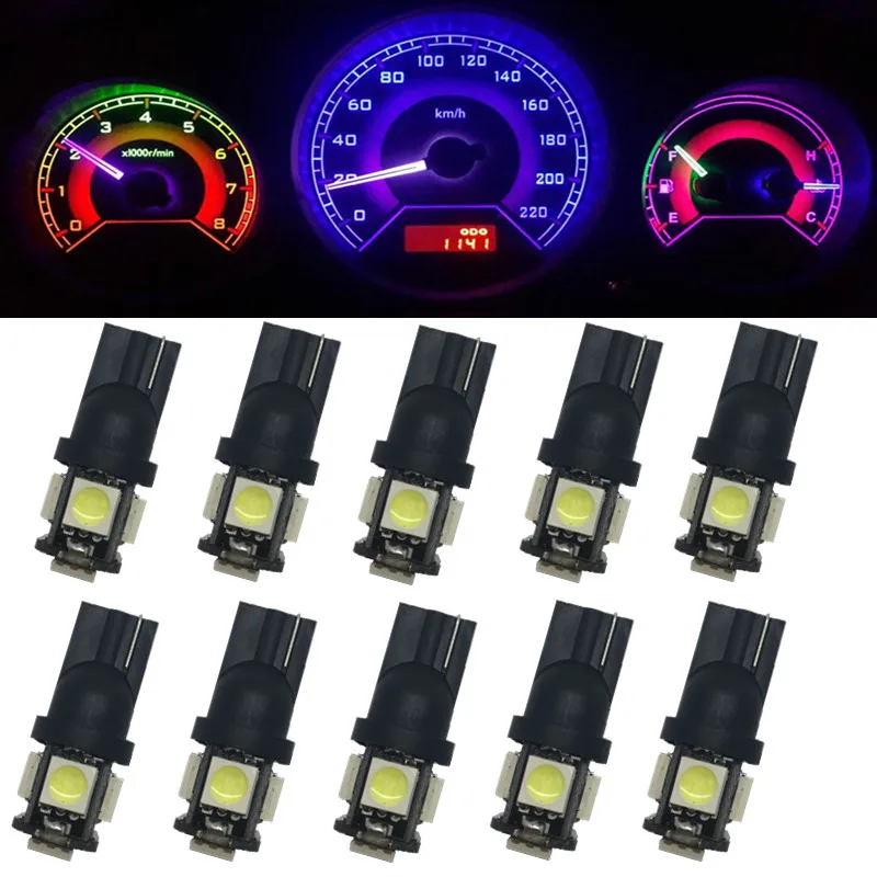 10Pcs T10 Led Canbus W5W 194 5050 5SMD White Auto Car Leds Bulbs ...