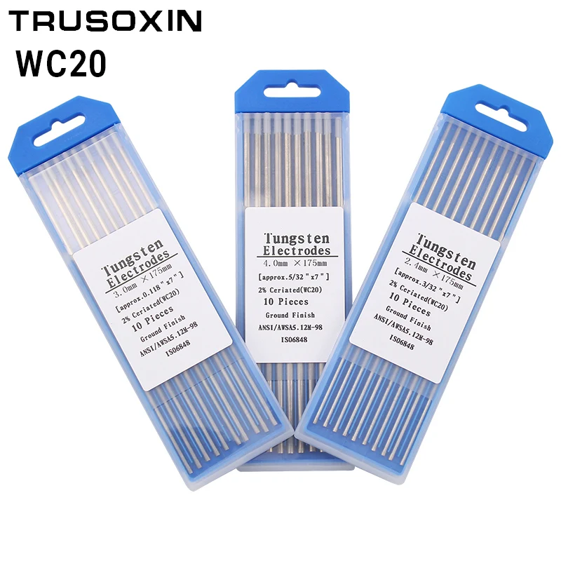 

10pcs gray color code 1.6/2.0/2.4/3.0/3.2/4.0*175mm cerium tungsten electrode head tungsten needle/wire for TIG Welding Machine