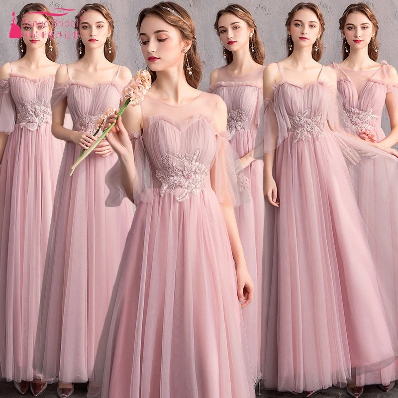 largo tul para dama de honor, vestido de fiesta para invitados de color rosa perla, barato, DQG822|Vestidos para dama honor| - AliExpress