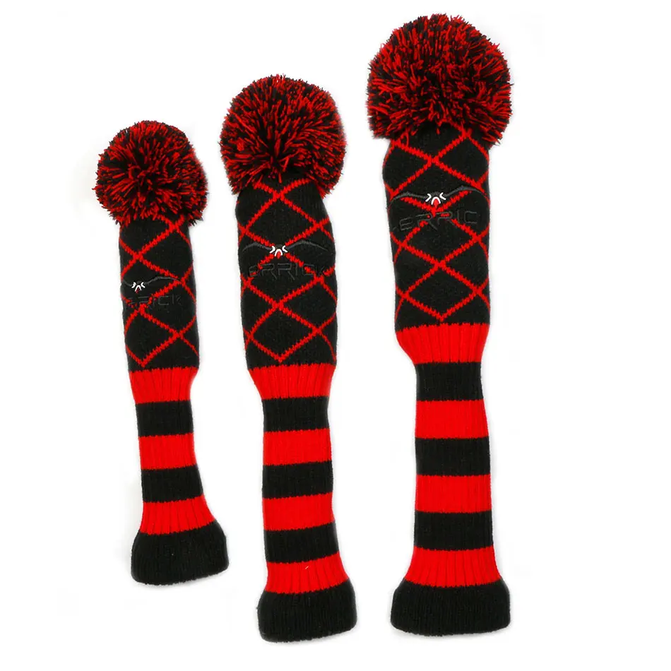 Knitted Golf Club Headcover sets 1 3 5 wood head protection red green blue gray color driver fairway golf head cover 