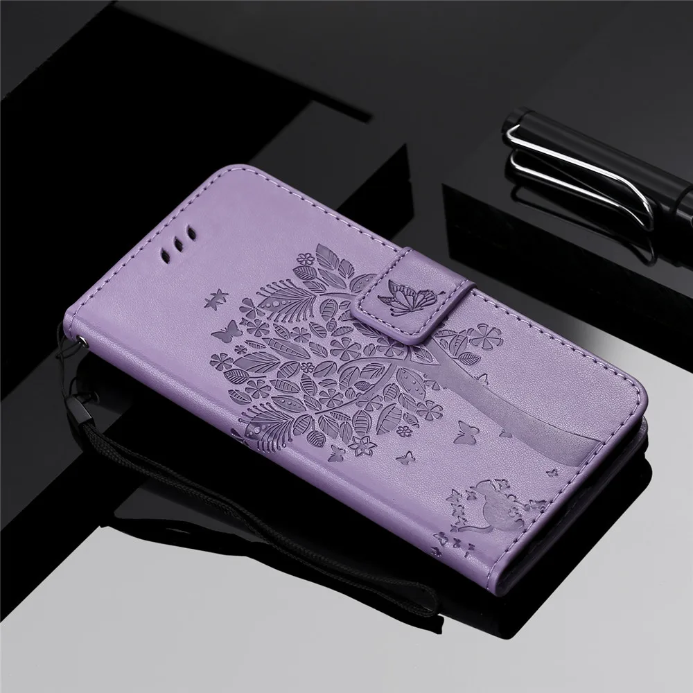 Чехол из искусственной кожи для Xiaomi Redmi 3S 6 pro note 3 4X5 6 pro, чехол-кошелек для Xiao mi F1 mi play 5 6 8 A1 A2 lite, флип-чехол - Цвет: Light purple