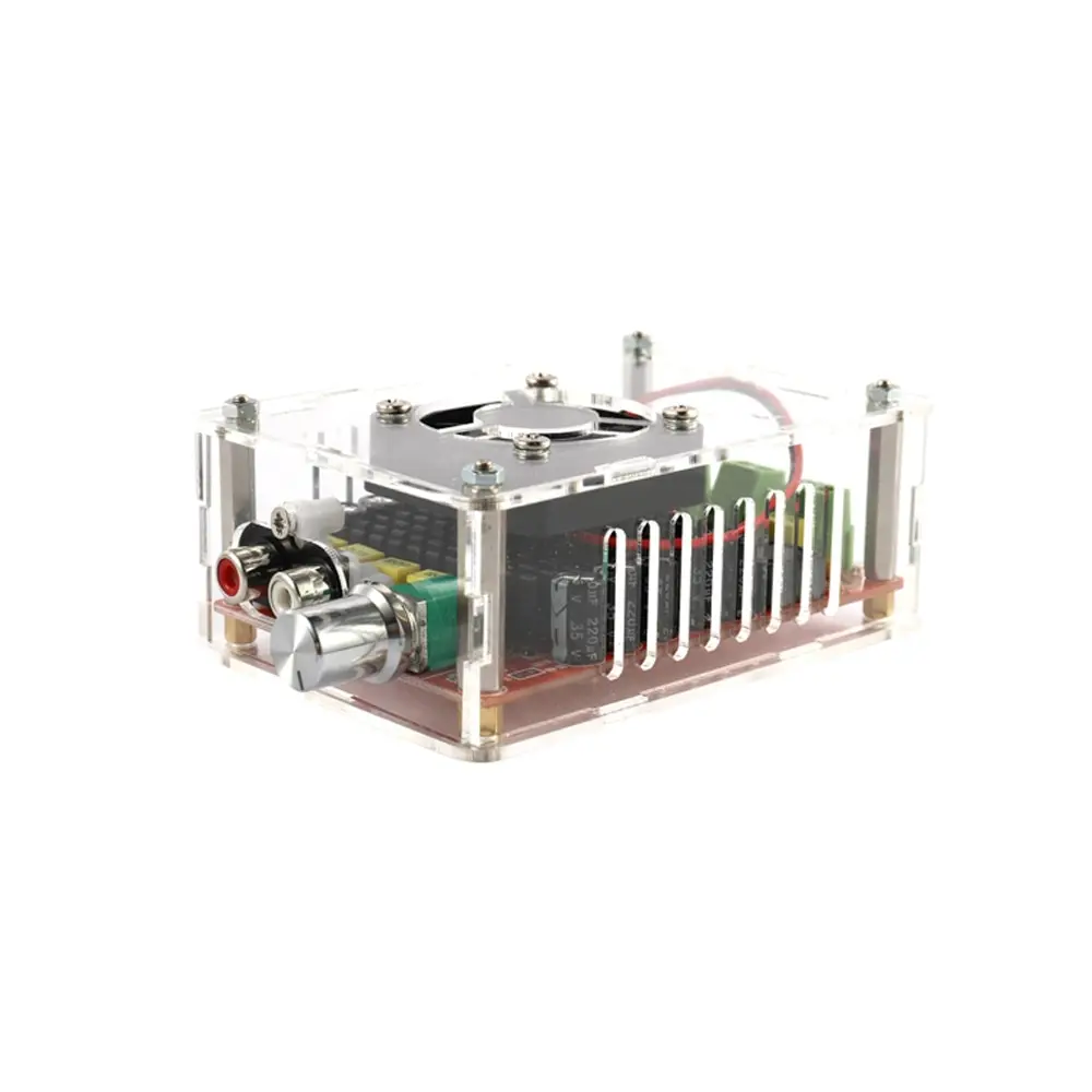 

TDA7498 2*100W Car Digital Power Amplifier Board Dual Audio with Acrylic Case and Air Fan