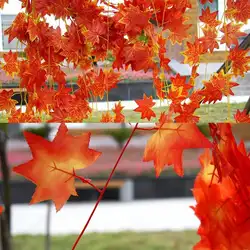 Искусственный Плющ красный лист гирлянда завод искусственная Виноградная лоза листва цветок праздничный Декор для дома оптом
