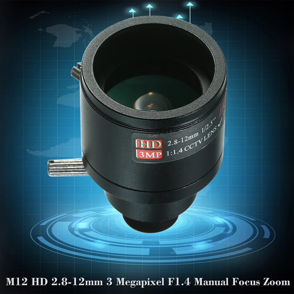 M12 HD 2,8-12 мм с разрешением 3 мегапикселя, круглые инфракрасные F1.4 Ручная фокусировка зум CCTV MTV Инфракрасный Объектив фиксированная ирисовая диафрагма для видеонаблюдения Камера(без ИК-фильтр