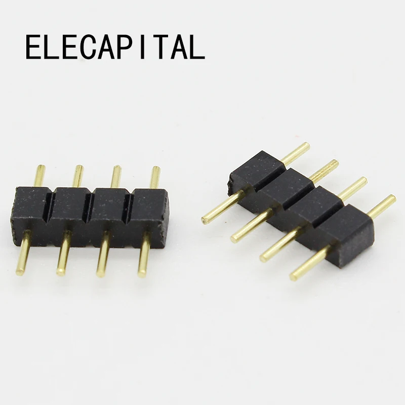 

10pcs/lot 4 Pin RGB Connector Adapter pin needle male type double 4pin,For RGB 5050 3528 LED Strip DIY lights insert