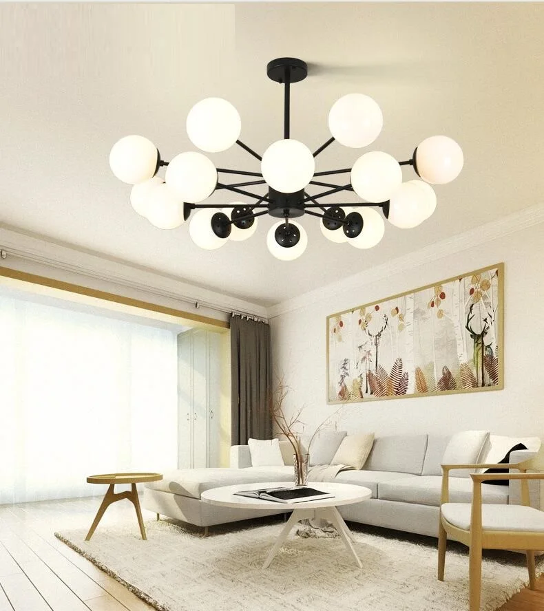 Bola de Vidro Pós-moderna Criativo Feijão Mágico Lustre Estilo Nórdico 17 Cheap Lustres