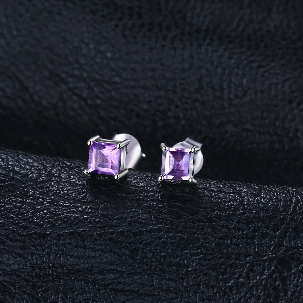 JewelryPalace квадратный 0.6ct натуральный аметист серьги гвоздики Твердые 925 пробы