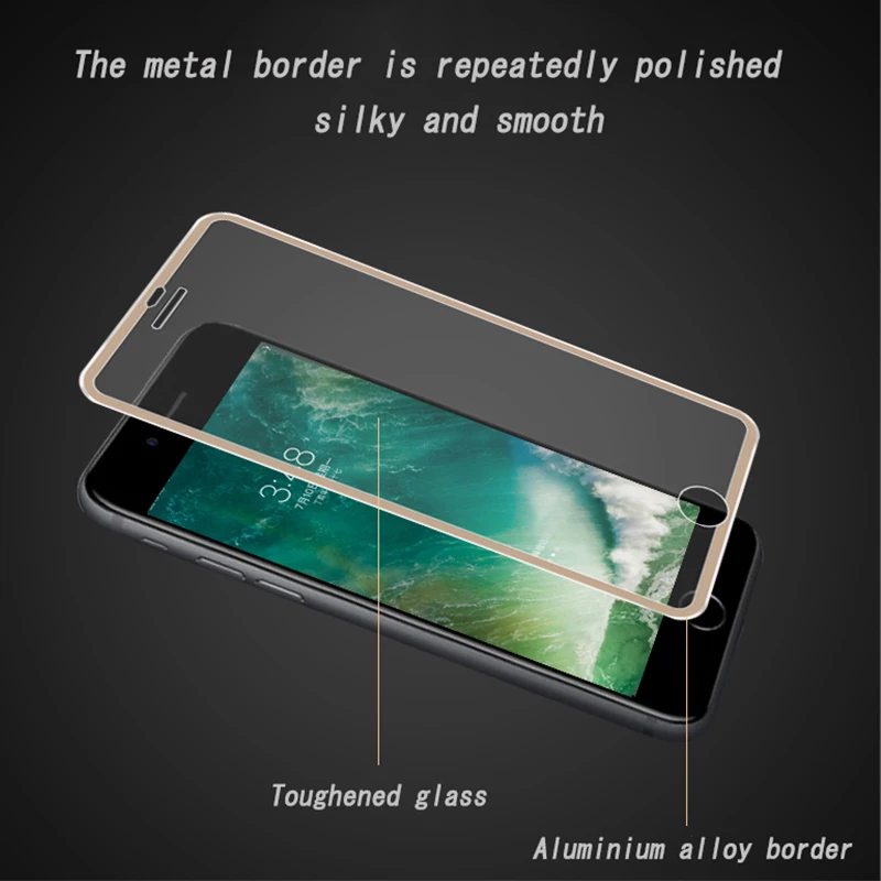 OTAO 3D Volle Abdeckung Gehärtetem Glas Screen Protector Für Apple iPhone 6 6S 7 8 Plus Aluminium L
