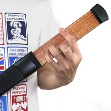 

Portable Pocket Guitar 6 Fret Wooden Neck Acoustic Practice Training Tool Gadget 6 String Chord Trainer Beginner Fingerboard