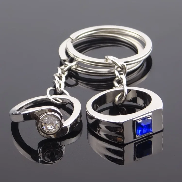 Free Shipping 200ps/lot New Arrival Lover's "Diamond Ring" Keychain