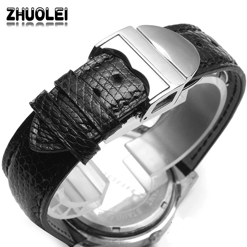 

19mm20mm21mm High Quality Genuine Lizard skin Leather Watch Bands Strap Black Brown Watch Men Women Accessories