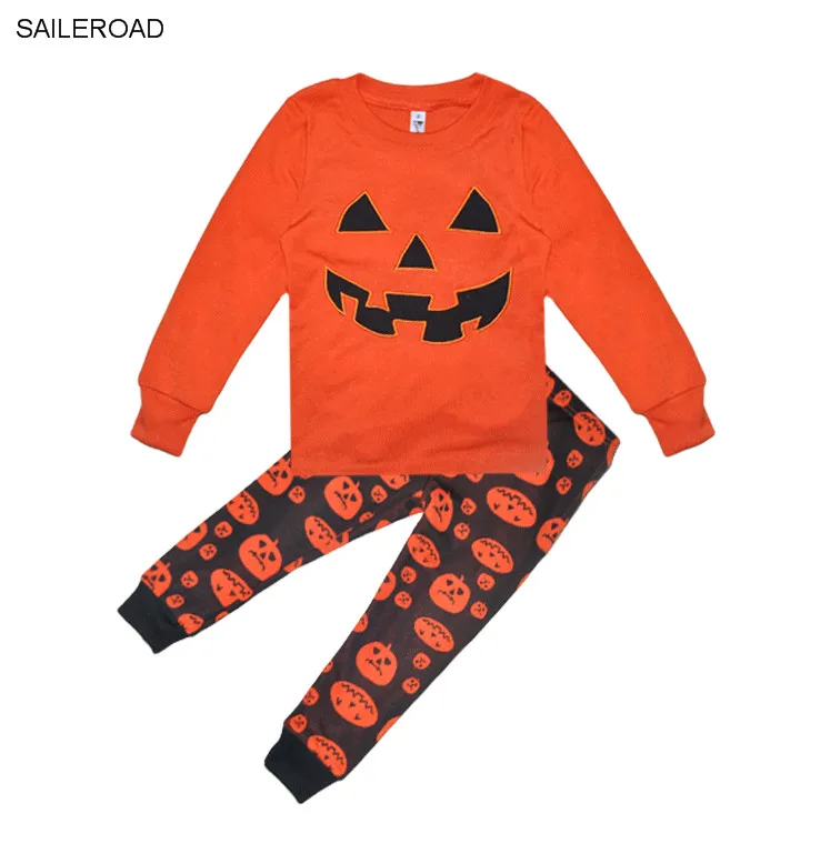 saileroad halloween pumpkin children kids pajamas outfits set baby boys sleepwear kids girls nightwear pyjamas sets 2 7years in pajama sets from mother