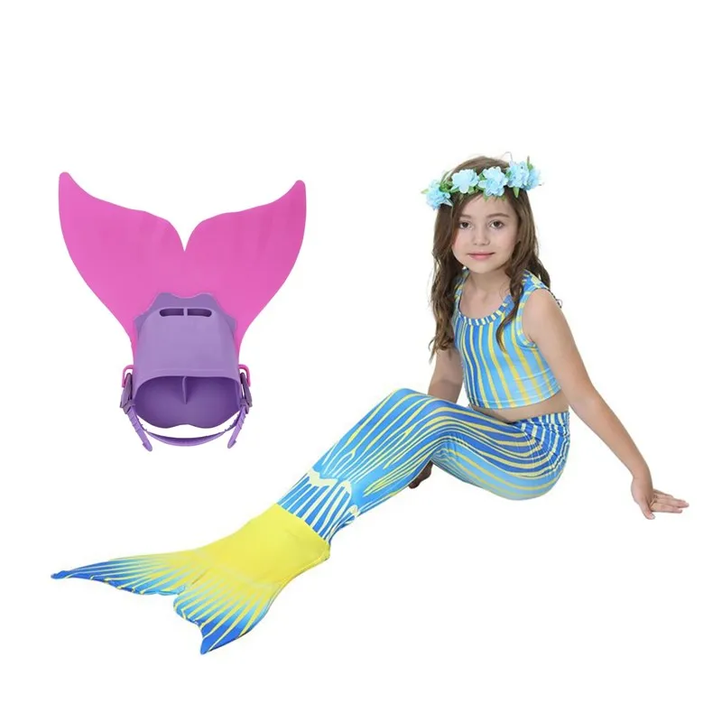 2018 Children Girls Mermaid Tail Costume Cosplay Kid Swimmable Mermaid Tails with Monofin Bikini Swimming Mermaid Swimsuit (1)