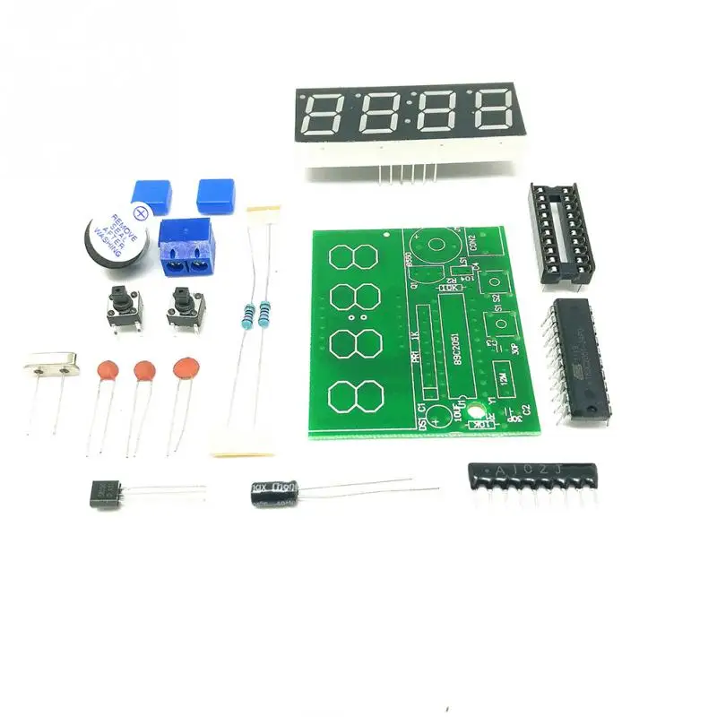 Новое поступление DIY Kit светодиодный микроконтроллер электронные часы 4 цифровые часы термометр diy Электронный комплект