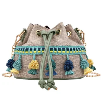 

FGGS-Fashion Handbags Wild Hair Ball Pumping Foreign Currency Chain Shoulder Messenger Bag