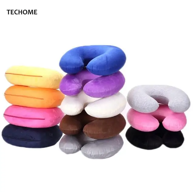 

PVC Inflatable Pillow Soft Cloth Cover Neck pillow U Pillow Outdoor Travel Leisure Pillow Multi-colors Adult Children