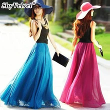 Богемная 8 метров подол винтажная Высокая талия шифоновая юбка женская мода макси юбка Летние Плиссированные Длинные юбки из тюлевой ткани женские