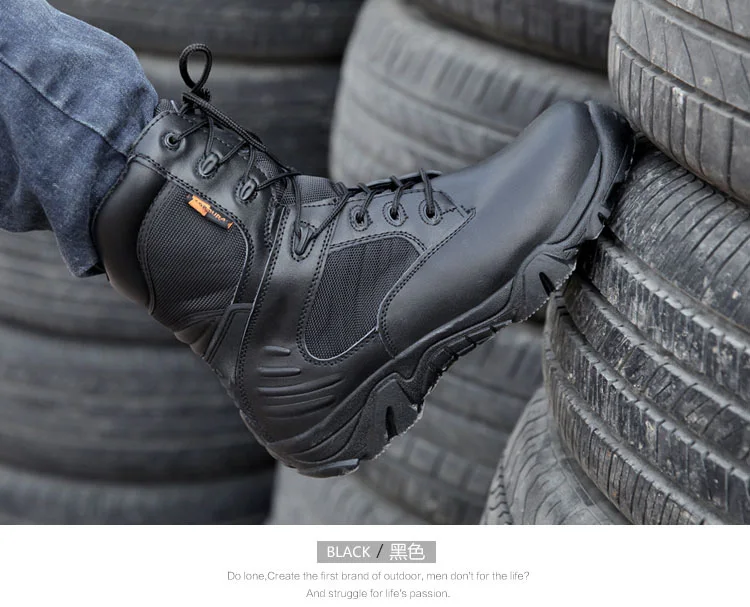 Leather Waterproof Lace Up Tactical Boot