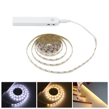 Беспроводной PIR Motion Sennsor светодиодный светильник для шкафа 1 м 2 м 3 м с регулируемой яркостью, Светодиодная лента, ночник для шкафа под кроватью, шкафа, лестницы, лампа