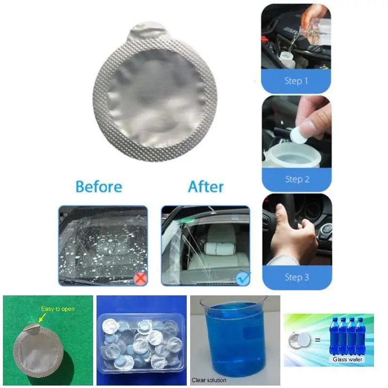 

10/20/50/100 Pcs Effervescent Spray Cleaner Car Windshield Glass Washer Window Cleaning Tablets LBShipping