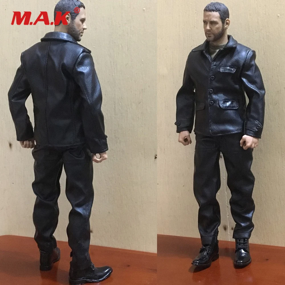 

NEW 1/6 Scale Black Leather Clothes Set Coat Pants Clothing Model Acessory for 12 inches Muscle Male Action Figure Body