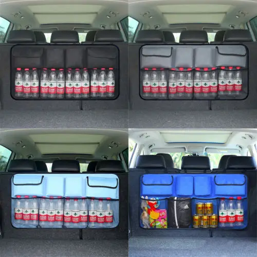 

1Pcs Universal Auto Car Organizer Trunk Rear Back Seat Storage Bags Grid Mesh Net Pocket Pouch Travel Organizer Closet Container